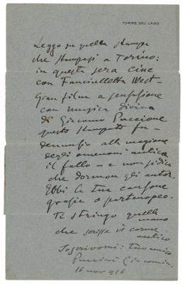 Lot #591 Giacomo Puccini Autograph Letter Signed