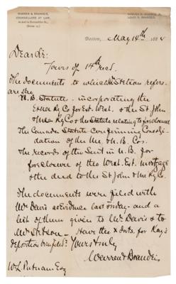 Lot #181 Louis D. Brandeis Autograph Letter Signed