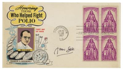 Lot #280 Jonas Salk Signed First Day Cover