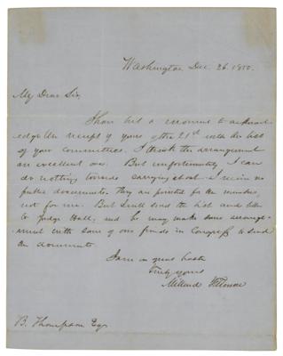 Lot #54 Millard Fillmore Autograph Letter Signed as President
