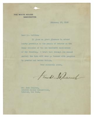 Lot #93 Franklin D. Roosevelt Typed Letter Signed