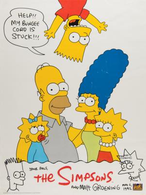 Lot #515 Matt Groening Signed Poster with Original Bart and Lisa Simpson Sketches
