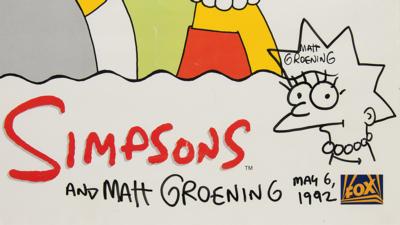 Lot #515 Matt Groening Signed Poster with Original Bart and Lisa Simpson Sketches - Image 2