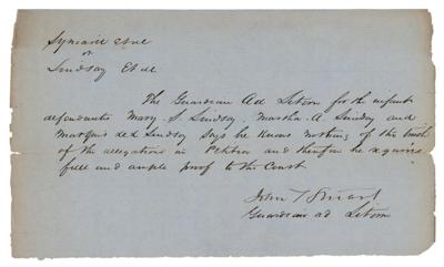 Lot #76 Abraham Lincoln: John T. Stuart Document