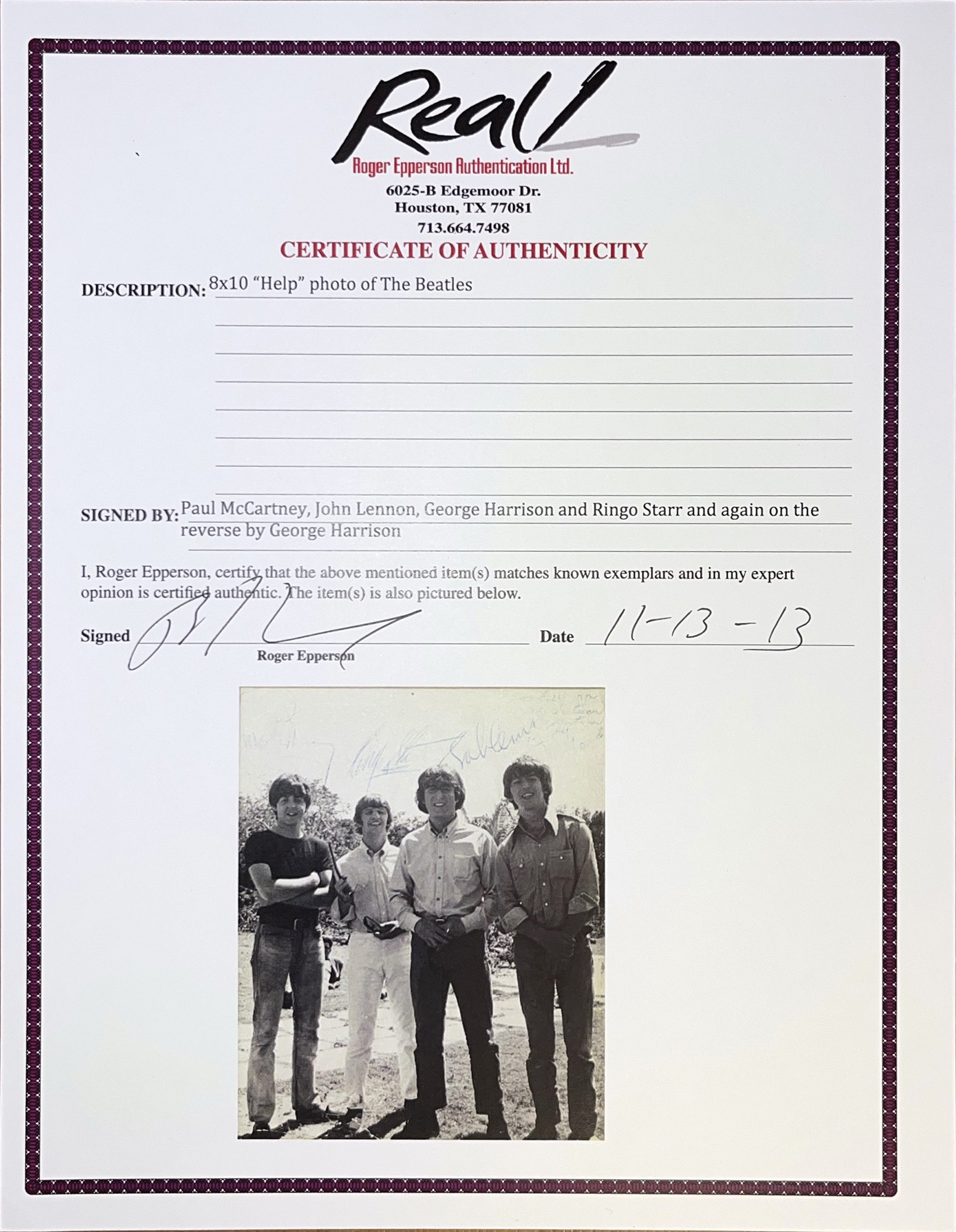 Lot #598 Beatles Signed Photograph - Image 4