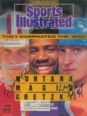 Lot #834 Joe Montana, Magic Johnson, and Wayne Gretzky Signed Magazine - Image 1