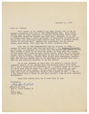 Lot #536 Philip K. Dick Typed Letter Signed