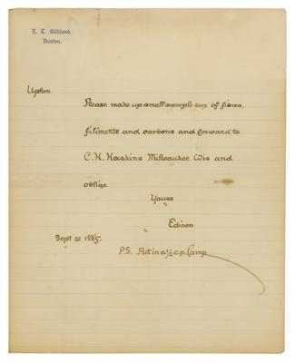 Lot #134 Thomas Edison Autograph Letter Signed