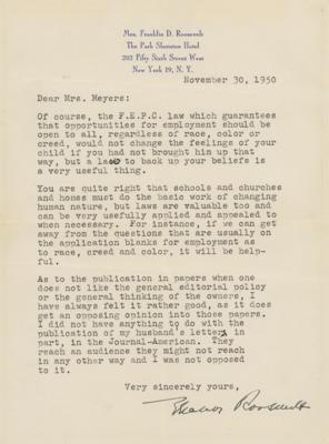 Lot #92 Eleanor Roosevelt Typed Letter Signed