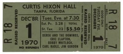 Lot #636 Duane Allman and Eric Clapton: Derek and Dominos 1970 Tampa Concert Ticket - Image 1