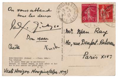 Lot #477 Pablo Picasso and Paul Eluard Signed Postcard to Man Ray