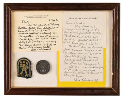 Lot #374 William P. Yarborough (2) Autograph Letters Signed with Yarborough's Uniform-Worn 509 Parachute Infantry Batallion Shoulder Patch