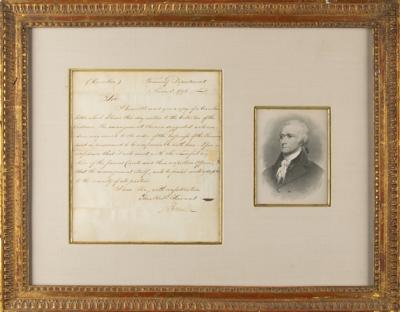 Lot #112 Alexander Hamilton Letter Signed as Treasury Secretary