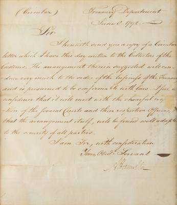 Lot #112 Alexander Hamilton Letter Signed as Treasury Secretary - Image 2