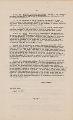 Lot #73 John F. Kennedy Executive Order - Image 2