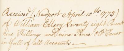 Lot #202 William Ellery Autograph Document Signed - Image 2