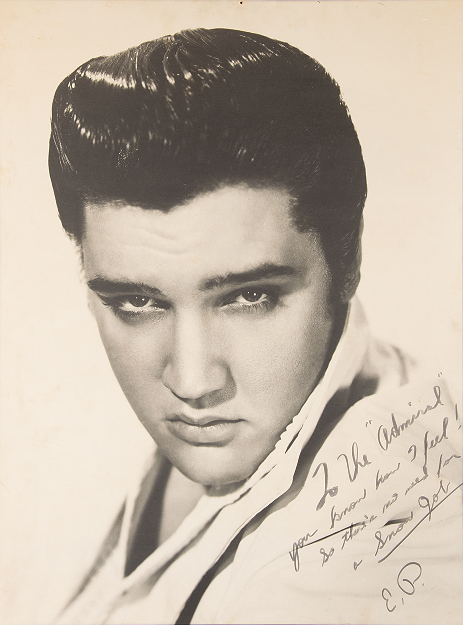 Lot #614 Elvis Presley Oversized Signed Photo to Col. Tom Parker