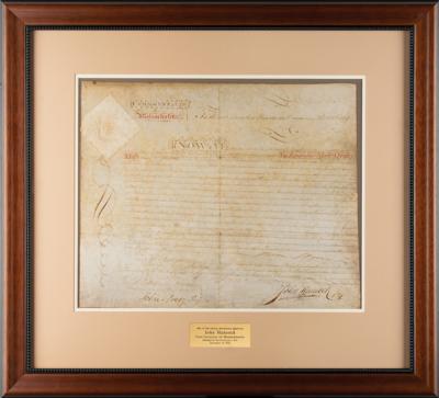 Lot #106 John Hancock Document Signed as Governor