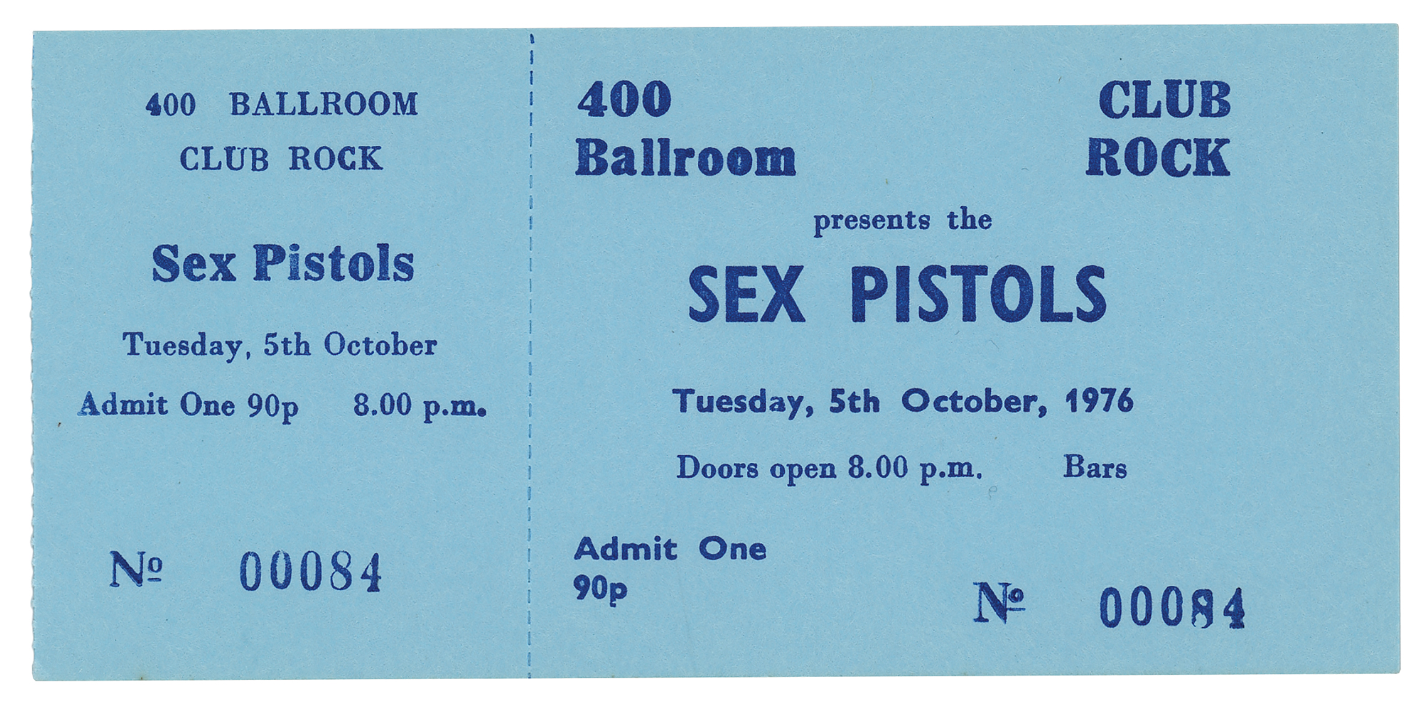 Sex Pistols 1976 440 Ballroom Concert Ticket | RR Auction