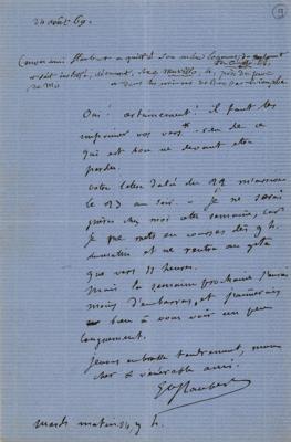 Lot #538 Gustave Flaubert Autograph Letter Signed