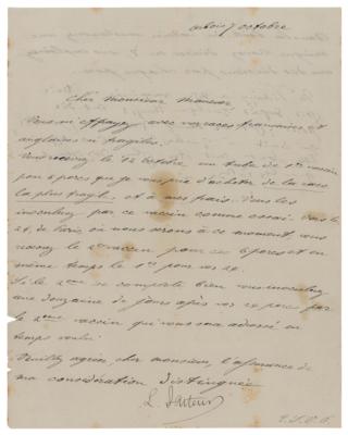 Lot #131 Louis Pasteur Letter Signed