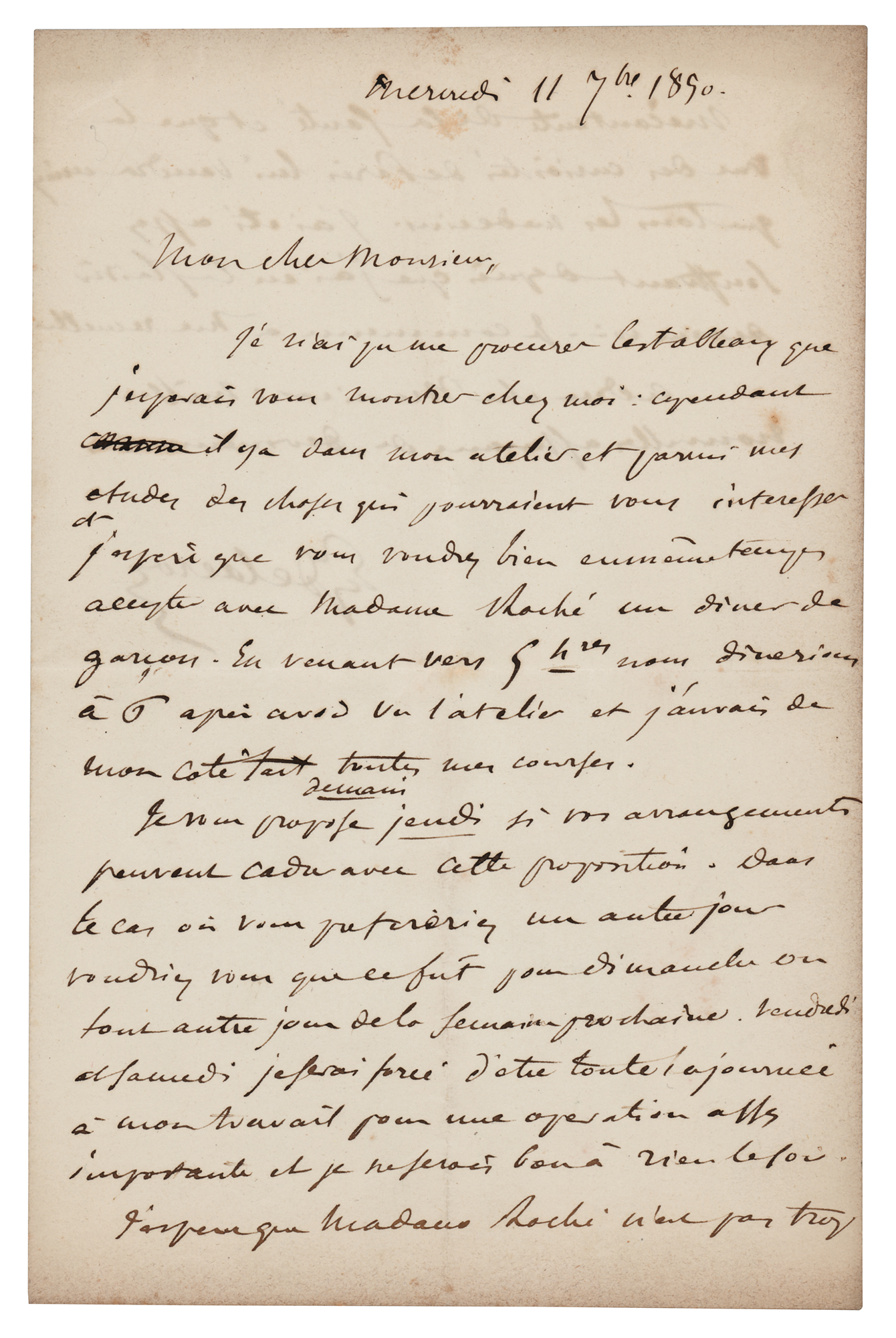 Lot #419 Eugene Delacroix Autograph Letter Signed