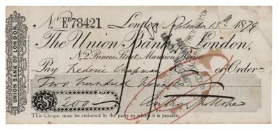 Lot #515 Anthony Trollope Signed Check - Image 1