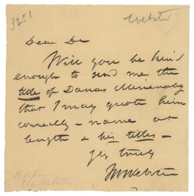 Lot #316 John White Webster Autograph Note Signed