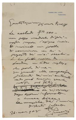 Lot #536 Giacomo Puccini Autograph Letter Signed
