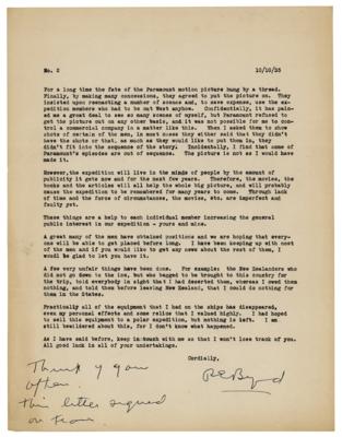 Lot #179 Richard E. Byrd Typed Letter Signed - Image 2