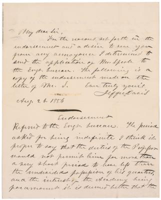 Lot #326 Jefferson Davis Autograph Letter Signed Twice