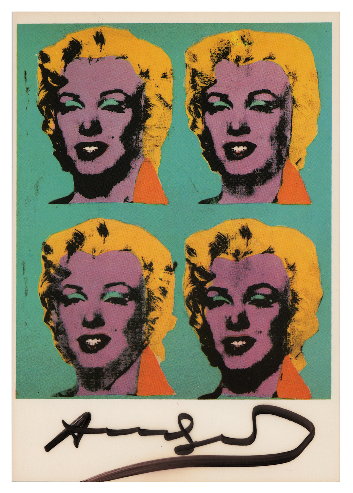 Lot #410 Andy Warhol Signed Postcard of 'Marilyn Monroe'