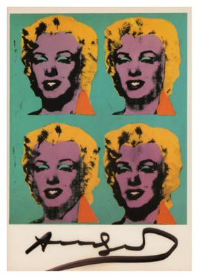 Lot #410 Andy Warhol Signed Postcard of 'Marilyn Monroe'