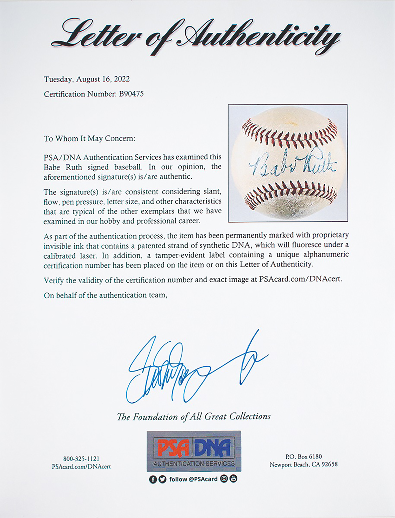 Lot #926 Babe Ruth Signed Baseball - Image 7