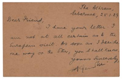 Lot #138 Mohandas Gandhi Letter Signed