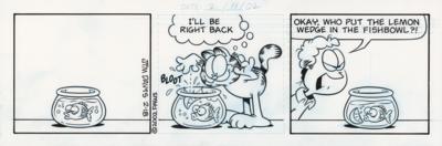 Lot #445 Jim Davis Original Signed and Hand-Drawn Comic Strip: February 18, 2002 - Image 1
