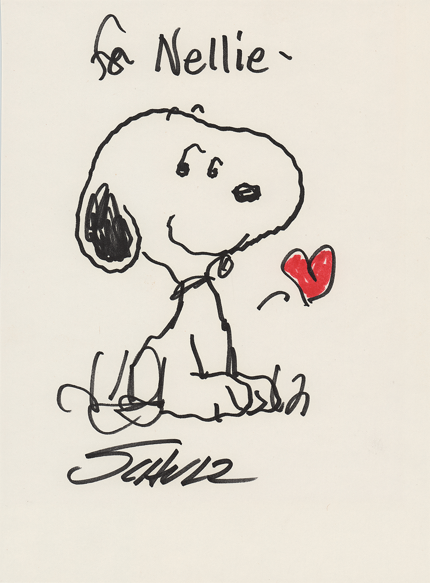 Lot #440 Charles Schulz Signed Sketch