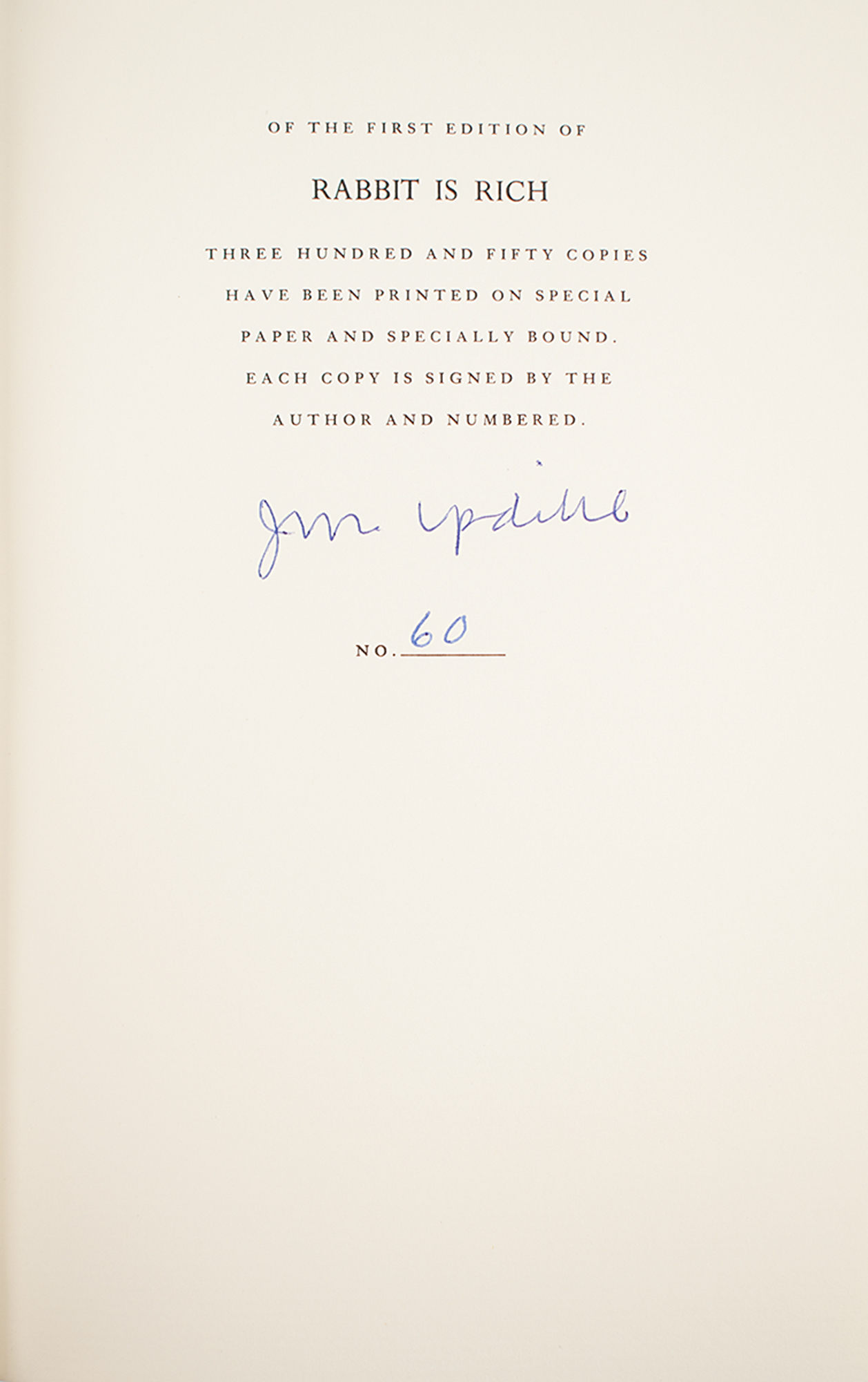 John Updike Signed Book Rr Auction 3763