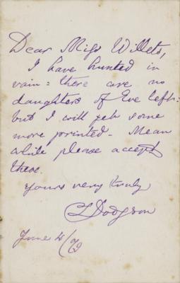 Lot #465 Charles L. Dodgson Autograph Letter Signed