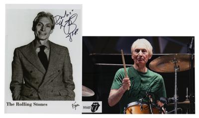 Lot #677 Rolling Stones: Charlie Watts (2) Signed Photographs - Image 1