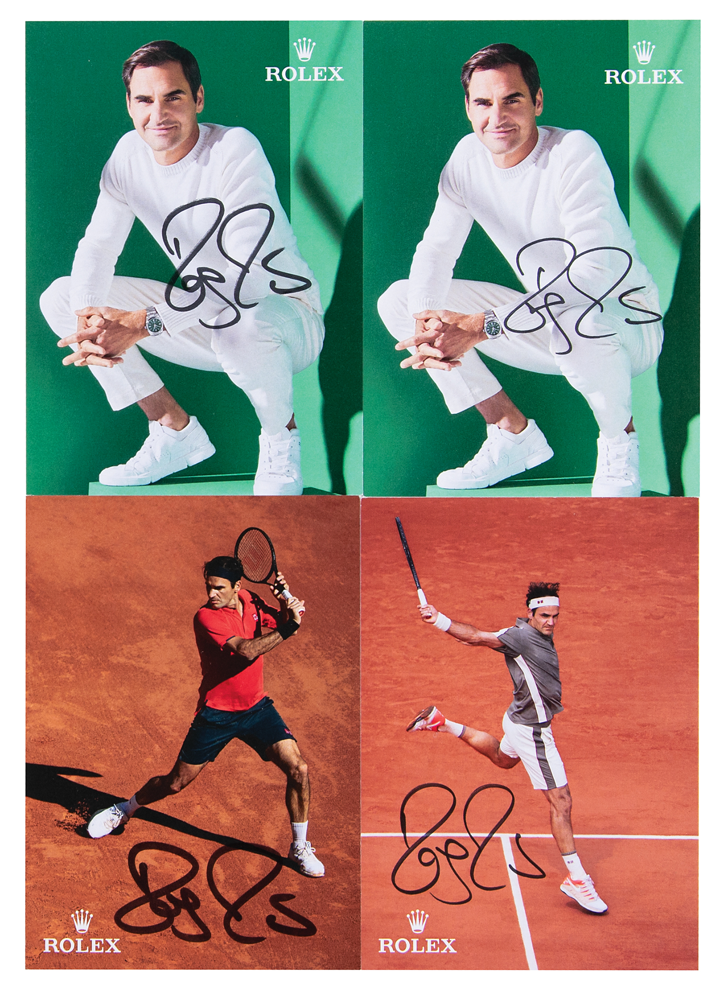 Lot #940 Roger Federer (4) Signed Promo Cards