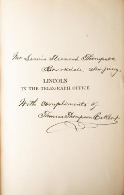 Lot #60 Abraham Lincoln: Thomas Eckert Signed Book - Image 2