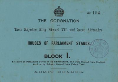 Lot #241 King Edward VII and Queen Alexandra Coronation Pass - Image 1