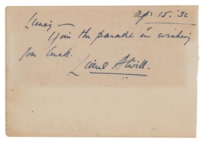 Lot #754 Lionel Atwill Signature - Image 1