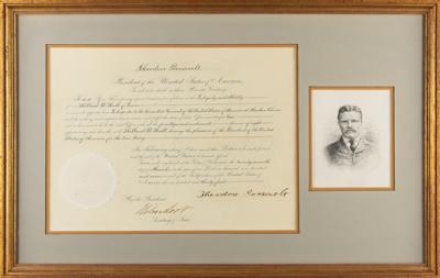 Lot #9 Theodore Roosevelt Document Signed as President