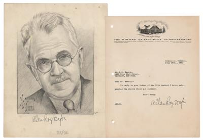 Lot #191 Allan Roy Dafoe Signed Sketch and Typed Letter Signed - Image 1