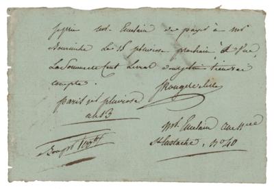 Lot #586 Claude Joseph Rouget de Lisle Autograph Document Signed