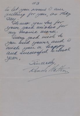 Lot #716 Rondo Hatton Autograph Letter Signed - Image 3