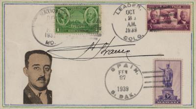 Lot #204 Francisco Franco Signed Postal Cover