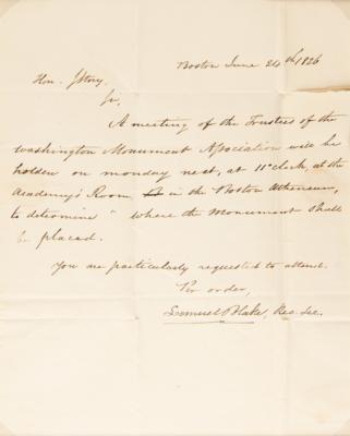 Lot #437 Washington Monument: Letter from Lemuel Blake - Image 2